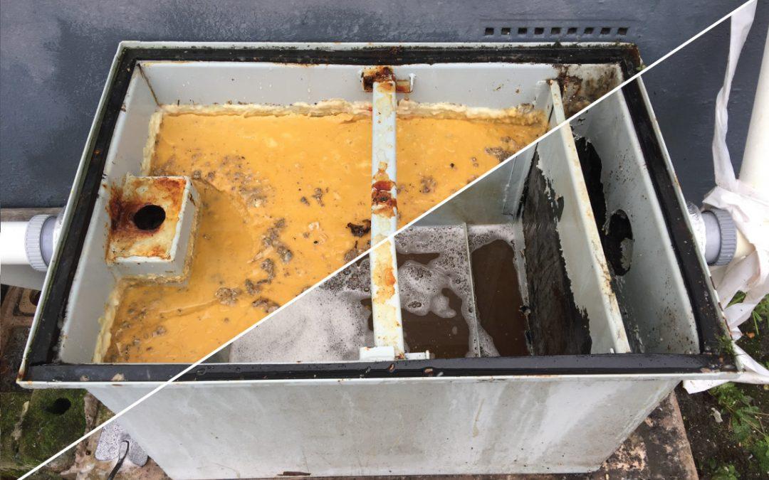 Before and after grease trap cleaning comparison